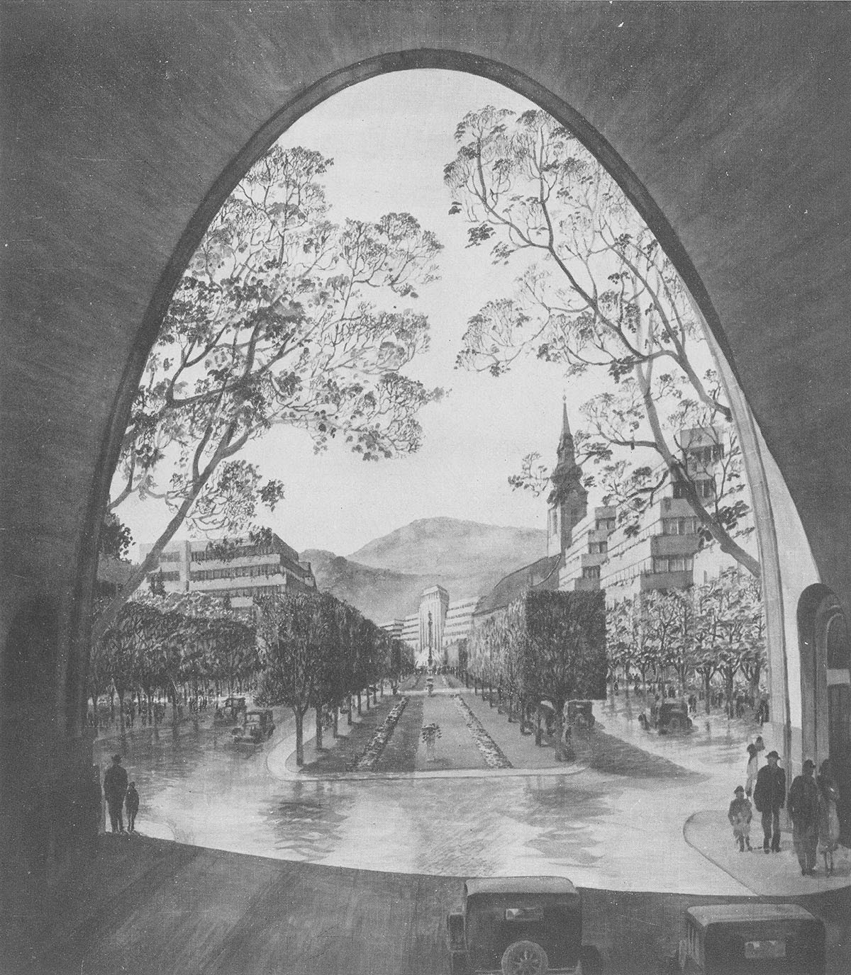 A kiszélesített Alagút utca, a végén a Római térrel és a Déli pályaudvarral