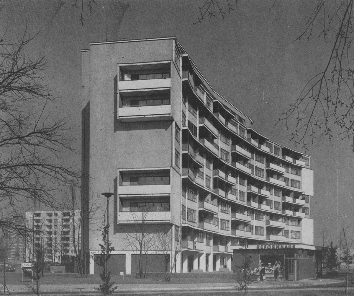 Lakóépület a berlini Hansa negyedben (1956) (Kép forrása: Preisich Gábor: Walter Gropius)