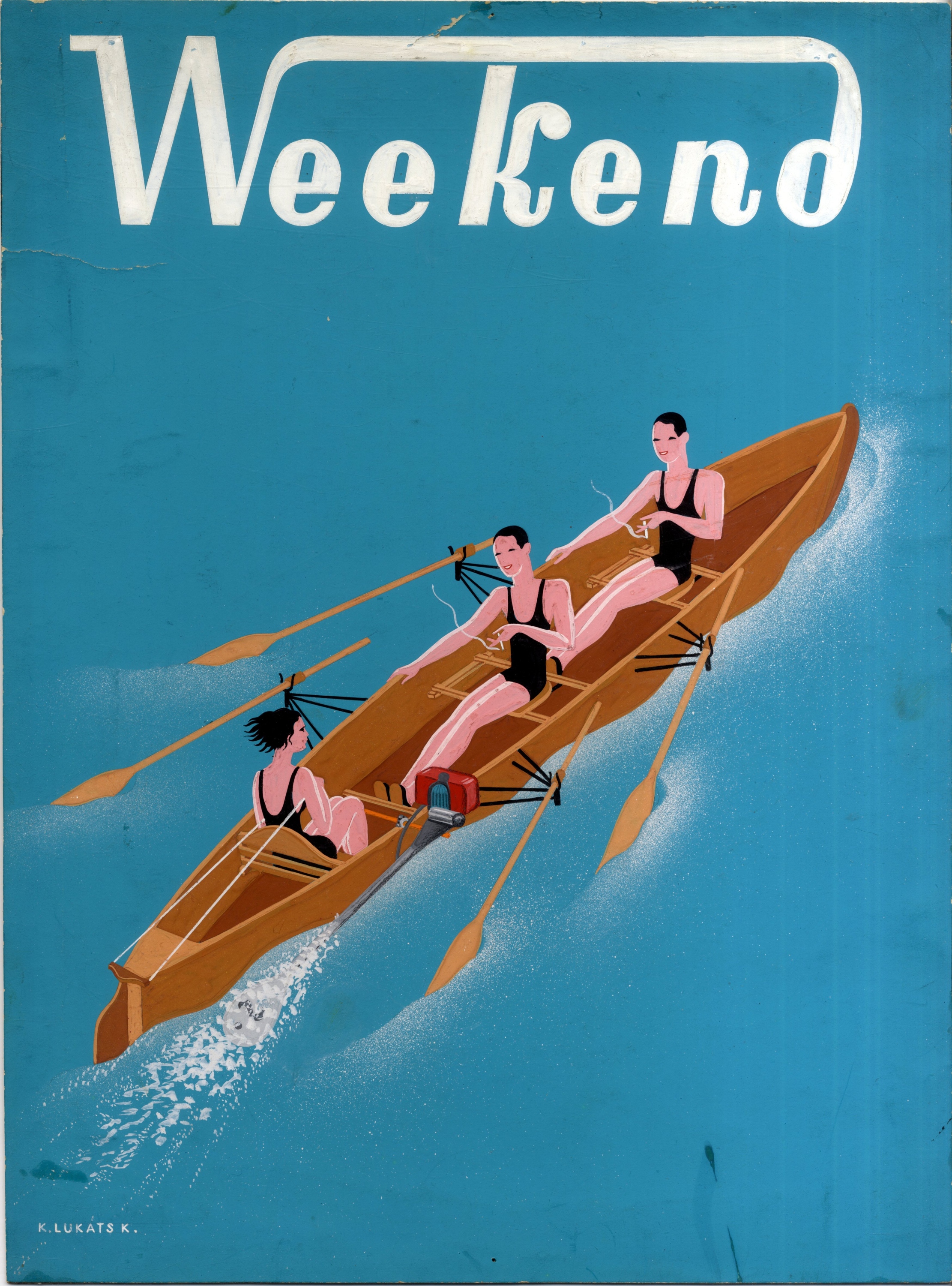 Lukáts Kató: Weekend csónakmotor, reklámterv, 1933 körül. Fotó: Iparművészeti Múzeum, Budapest / Archív