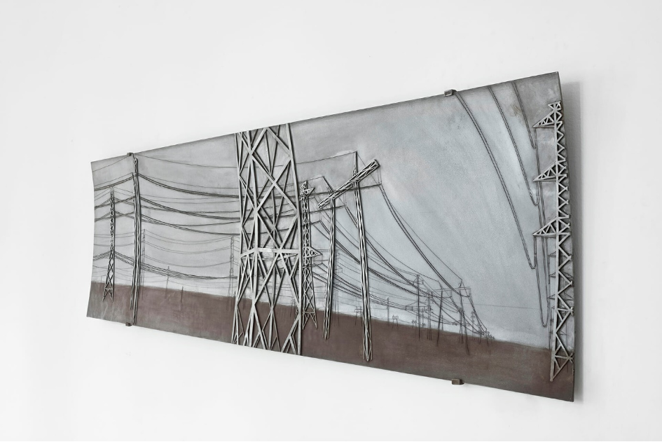 Németh Marcell: Tájkép I, 2010, 200 × 50 × 6 cm, vésett acéllemez