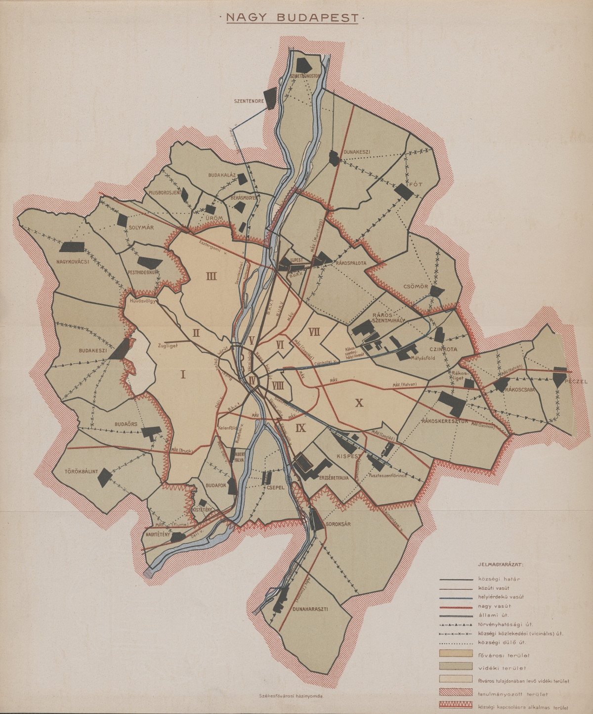 Nagy-Budapest térkép a Székesfővárosi házinyomdától