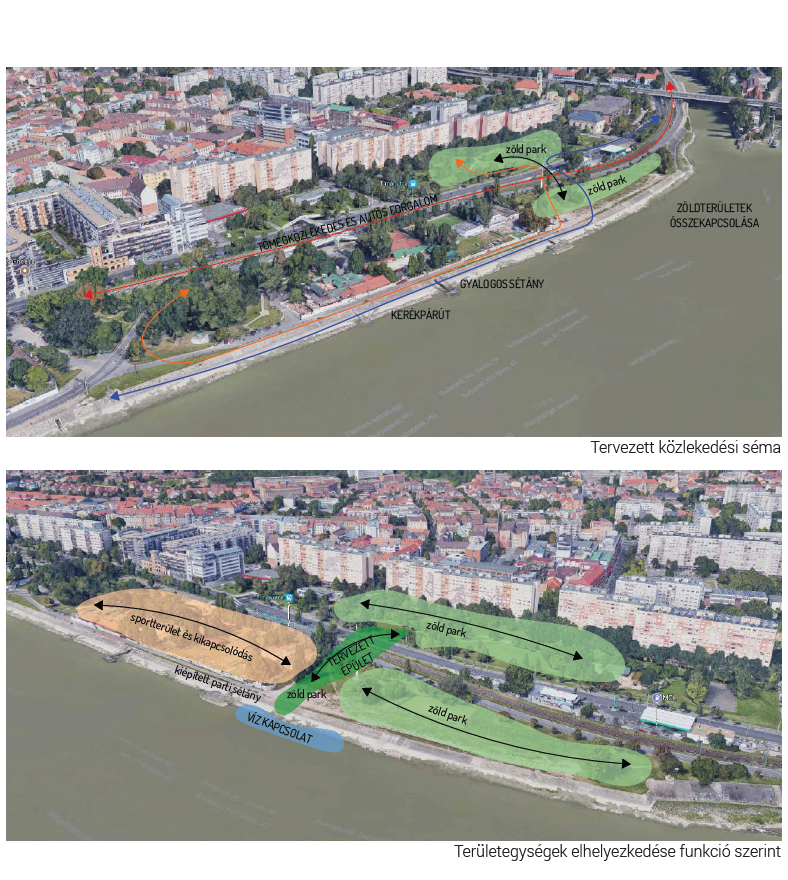 Egy lehetséges Duna-parti szabadidőközpont víziója - építész: Opauszki Lilla