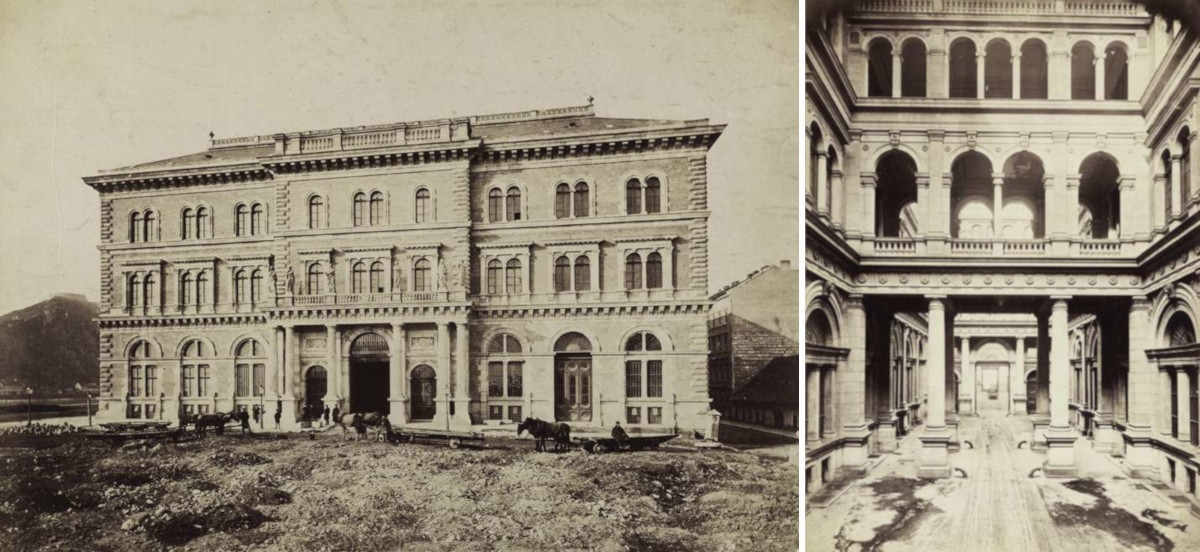 A Fővámpalota 1874 körül (Fortepan Nr. 82067 és 82079/ Budapest Főváros Levéltára)