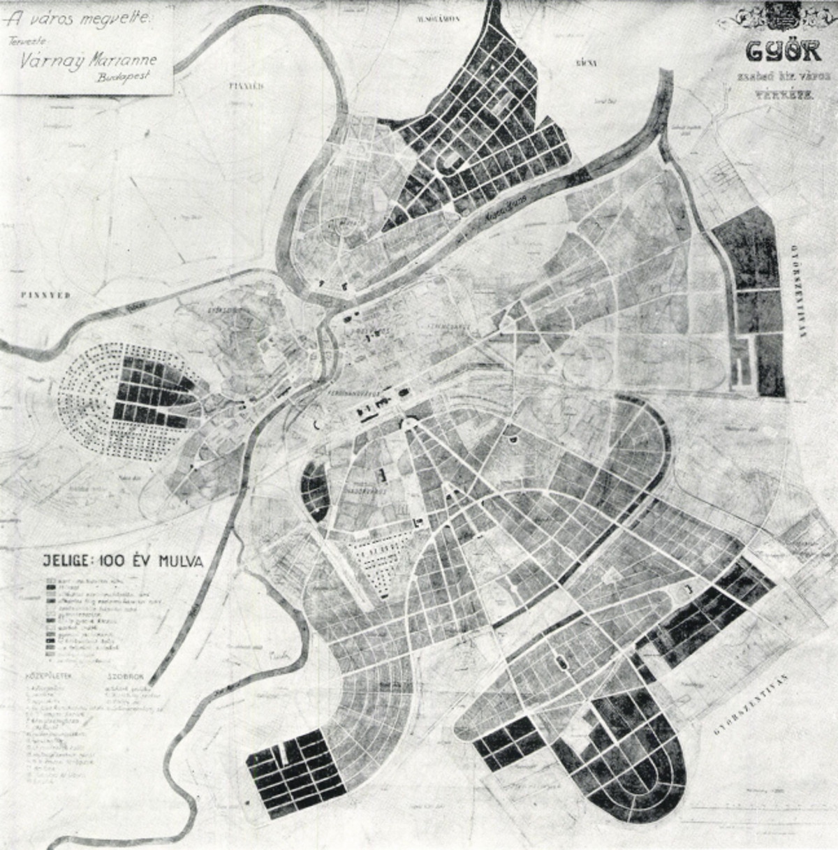 Egy kép a megvételre került győri rendezési tervről  - Fotó: Tér és Forma, 1929.