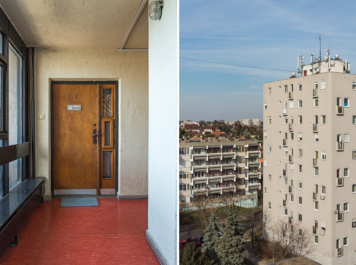 Budafok, pontház – Lépcsőházi részlet és külső kép (Fotó: Kis Ádám – Lechner Tudásközpont)