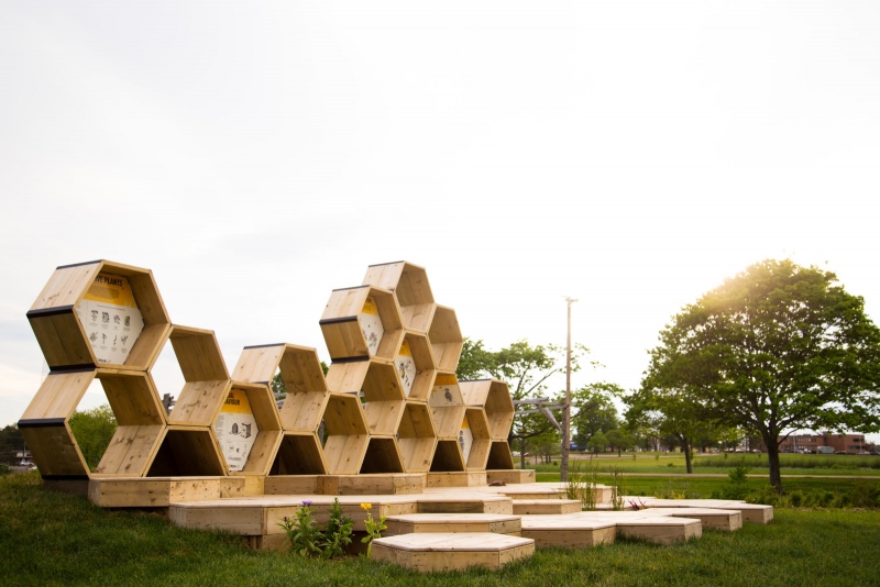 Játékos installációval hívja fel a figyelmet a méhek fontosságára egy építésziroda