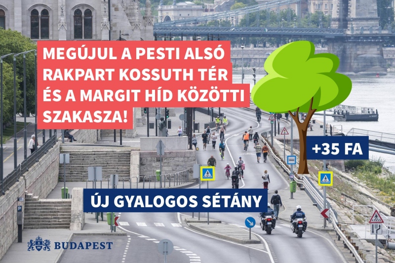 Megújul a pesti alsó rakpart Kossuth tér és Margit híd közötti szakasza