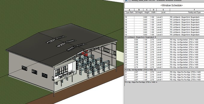 BIM specializációs hallgató által készített BIM modell (forrás: BME ÉMK Fotogrammetria és Térinformatika Tanszék)