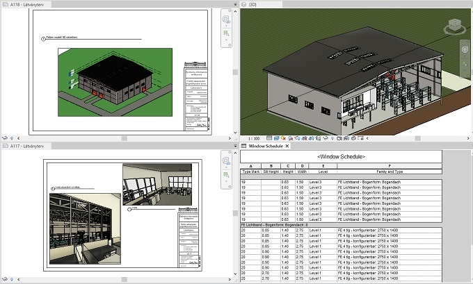 BIM specializációs hallgató által készített BIM modell (forrás: BME ÉMK Fotogrammetria és Térinformatika Tanszék)