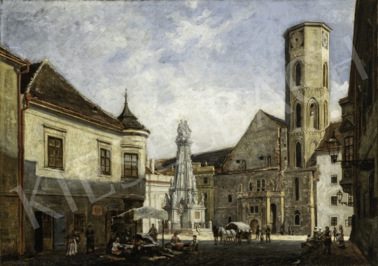 SCHICKEDANZ ALBERT (1846 - 1915) Budavári látkép a Schulek-féle átépítés előtti Mátyás-templommal, 1890-1892