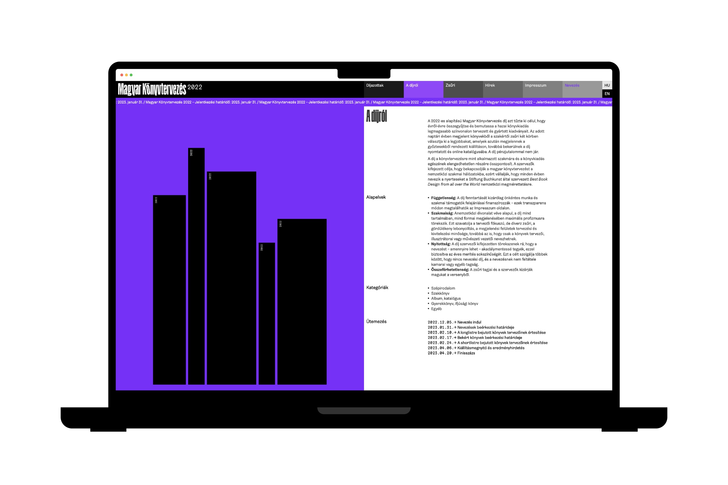 Magyar Könyvtervezés 2022 weblap mockup