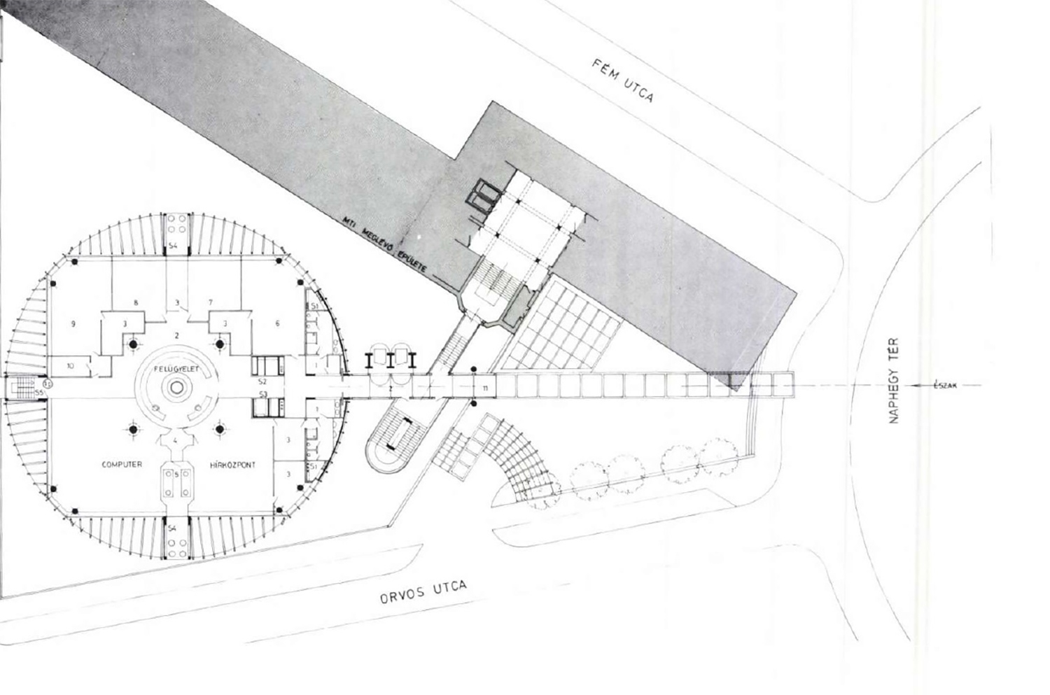 Alaprajz, amely a Magyar Építőművészet oldalain jelent meg az 1991-es, 1. lapszámban az épületről