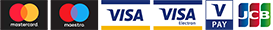 MasterCard, MasterCard Electronic, Maestro, VISA, VISA Electron, VPay, JCB